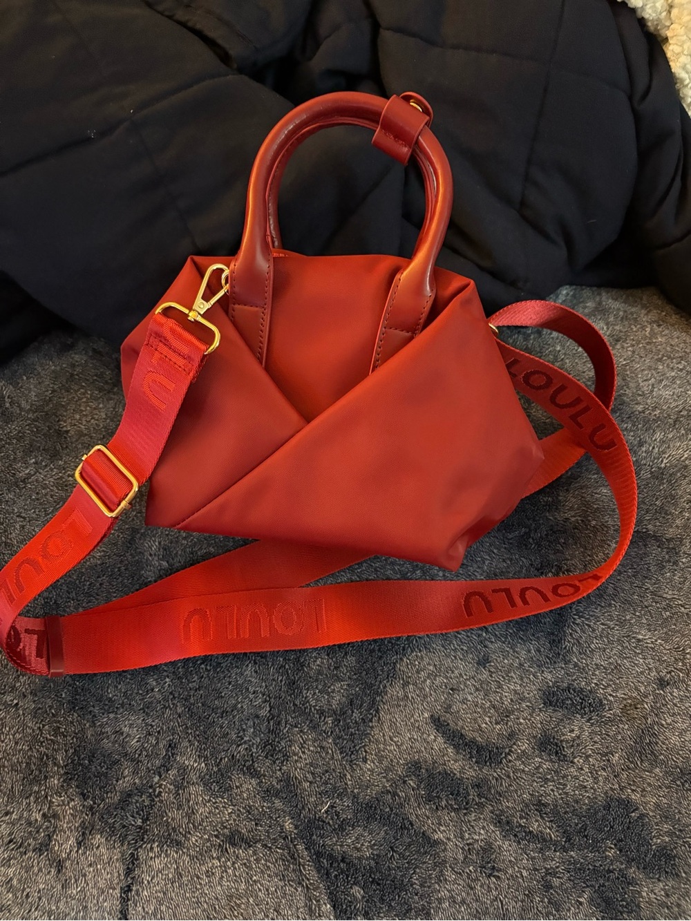 Ulu Vibrant Red Folded Crossbody Bag with Detachable Strap